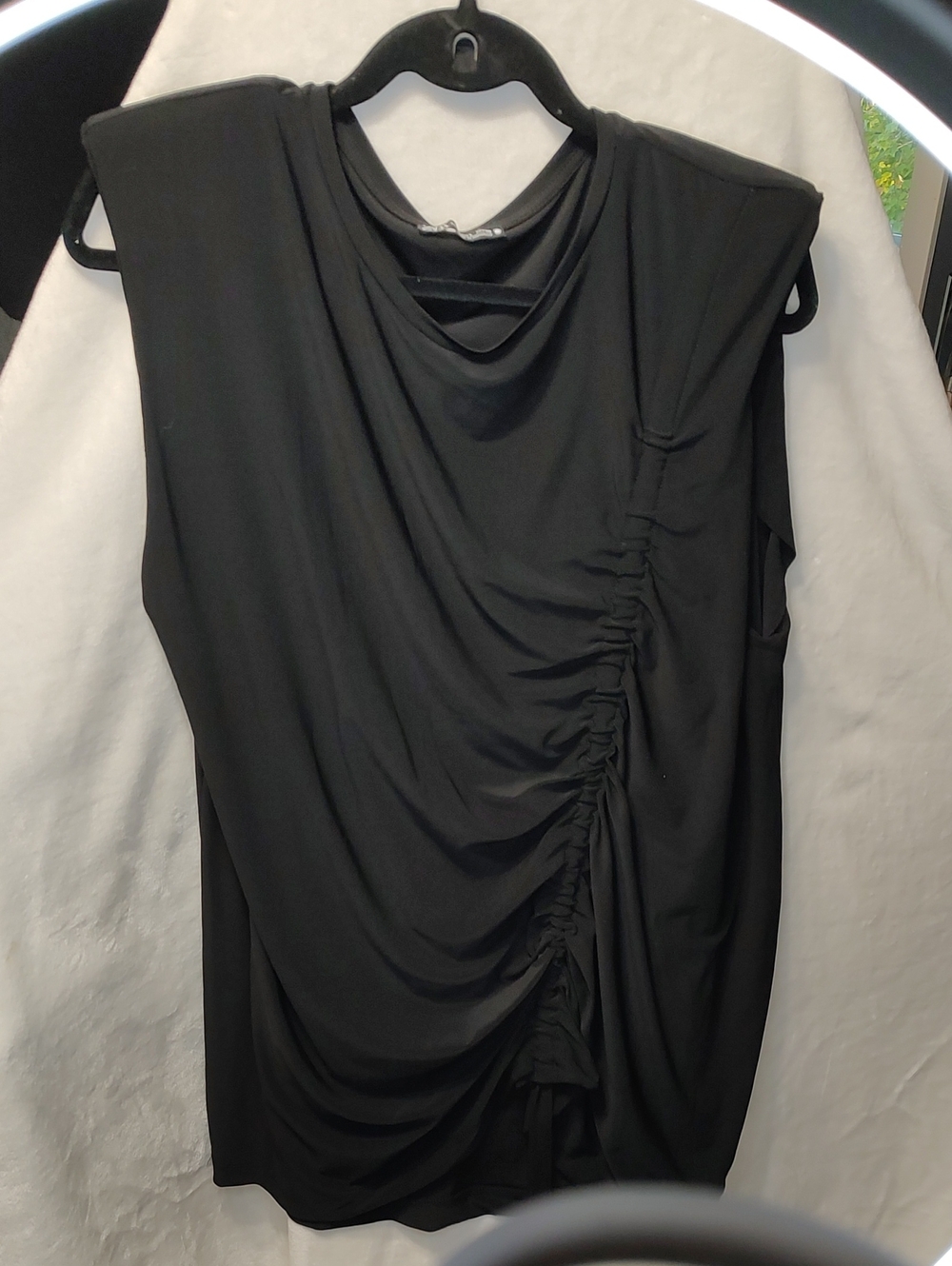Zara Black Asymmetrical Ruched Sleeveless Dress